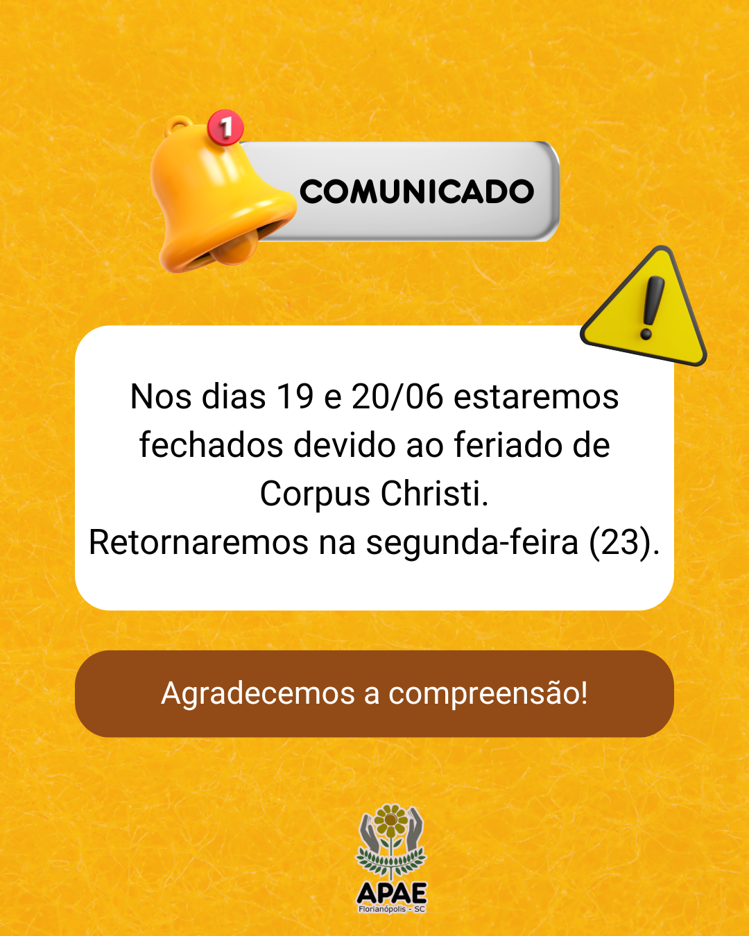 Comunicado de Feriado Corpus Christi